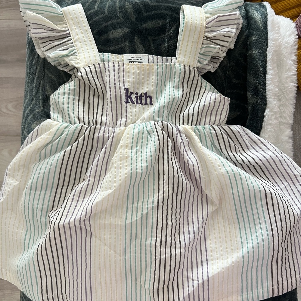 Kith White Dress with Black and Blue Stripes